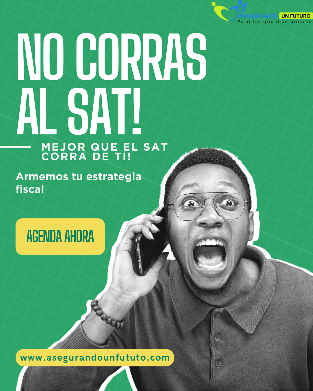 "¡Que el SAT no te quite el sueño! 😉 Prepara tu estrategia fiscal con nosotros y toma el control. ¡Agenda tu asesoría AHORA y #AseguraTuFuturo! 🚀"